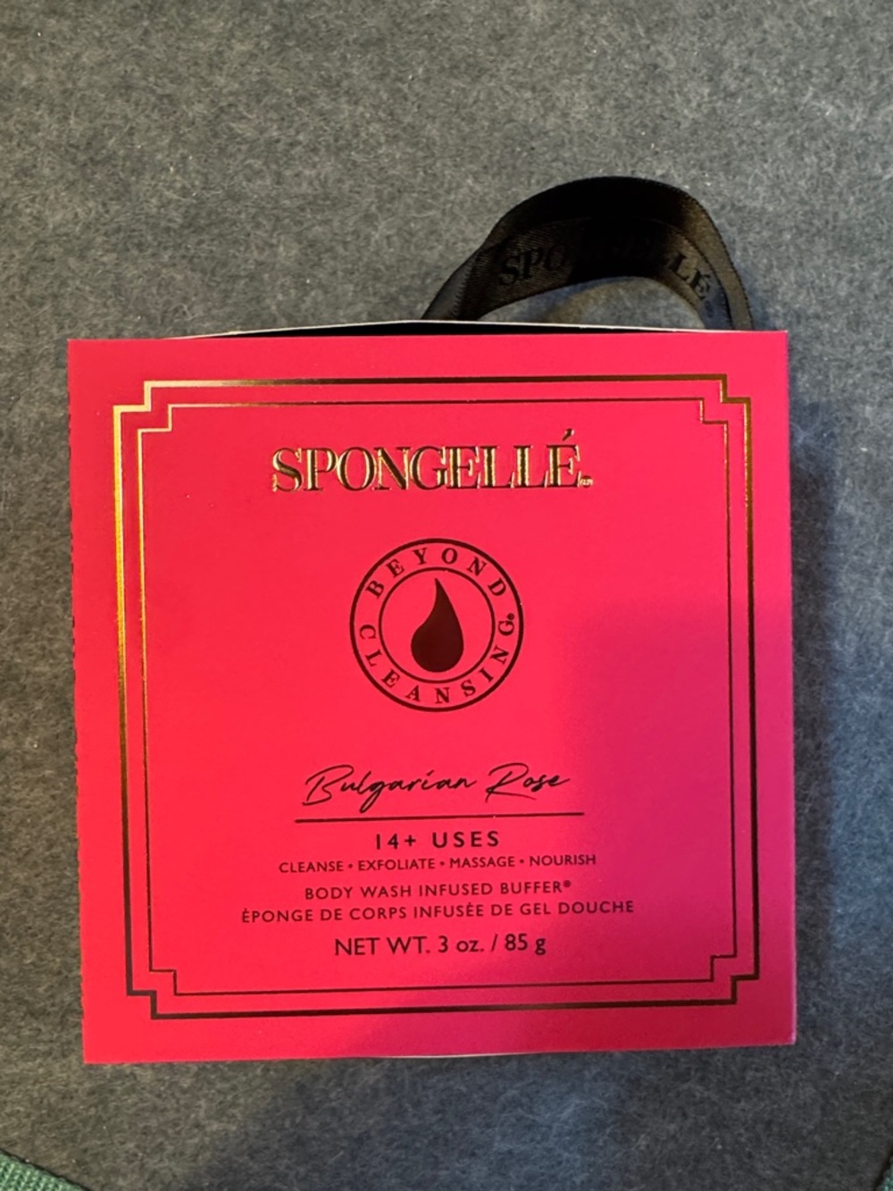Spongellé Bulgarian Rose Exfoliating Body Buffer - Hot Pink with Gold Accents